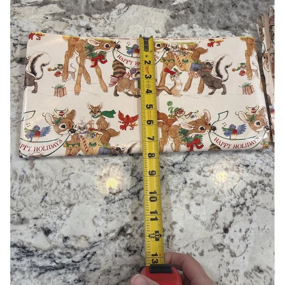 9 VTG LK‎ Powell Woodland Animals Happy Holidays Wrapping Paper gift wrap READ - Picture 16 of 16